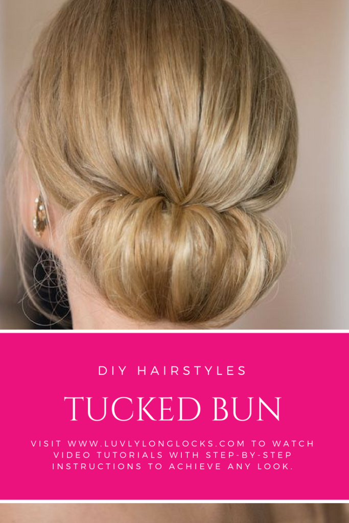 Learn how to do a tucked bun by watching video tutorials on LuvlyLongLocks.com.